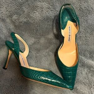 Manolo Blahnik Alligator Carolyne Heels, Size 40 (9-9 1/2 US) Authentic New